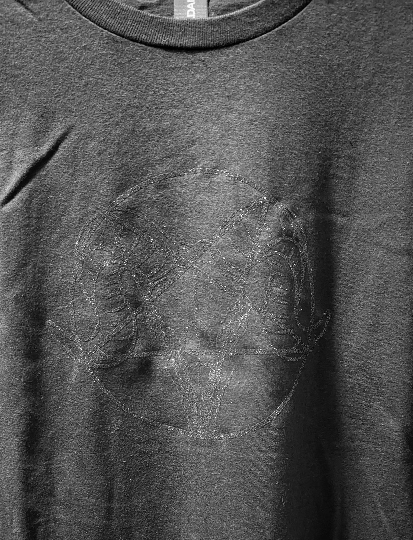 Black glitter on black - Goat Pentagram T-Shirt