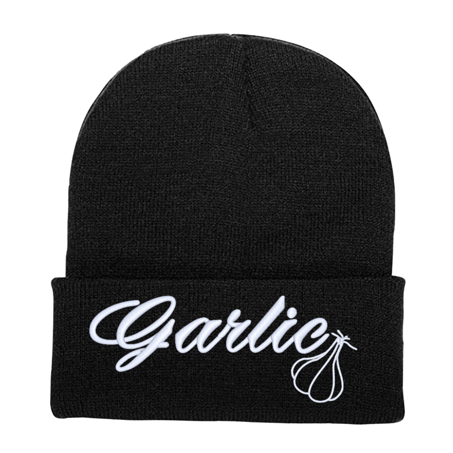 Garlic Embroidered Beanie Hat, One Size Fits All