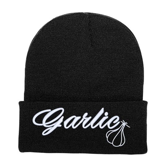 Garlic Embroidered Beanie Hat, One Size Fits All