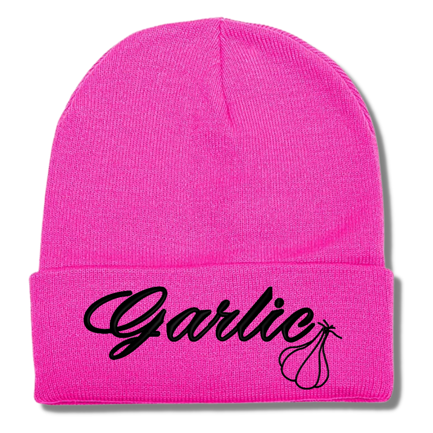 Garlic Embroidered Beanie Hat, One Size Fits All