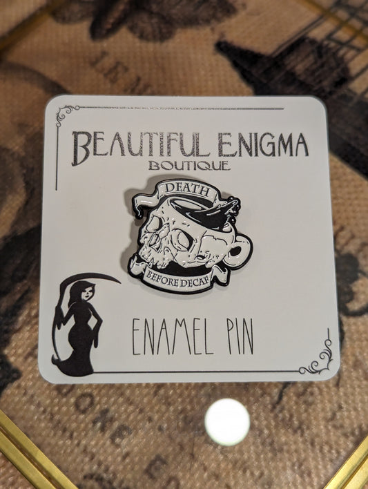 DEATH BEFORE DECAF - ENAMEL PIN