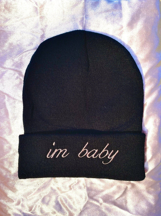 Im baby Embroidered Beanie Hat, One Size Fits All