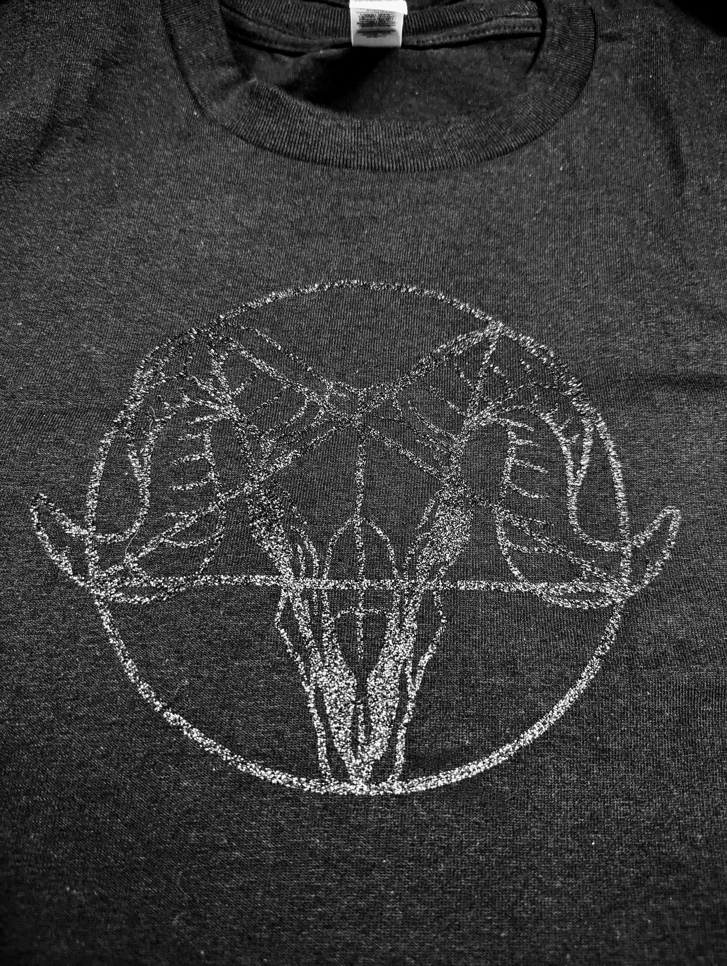 Black glitter on black - Goat Pentagram T-Shirt