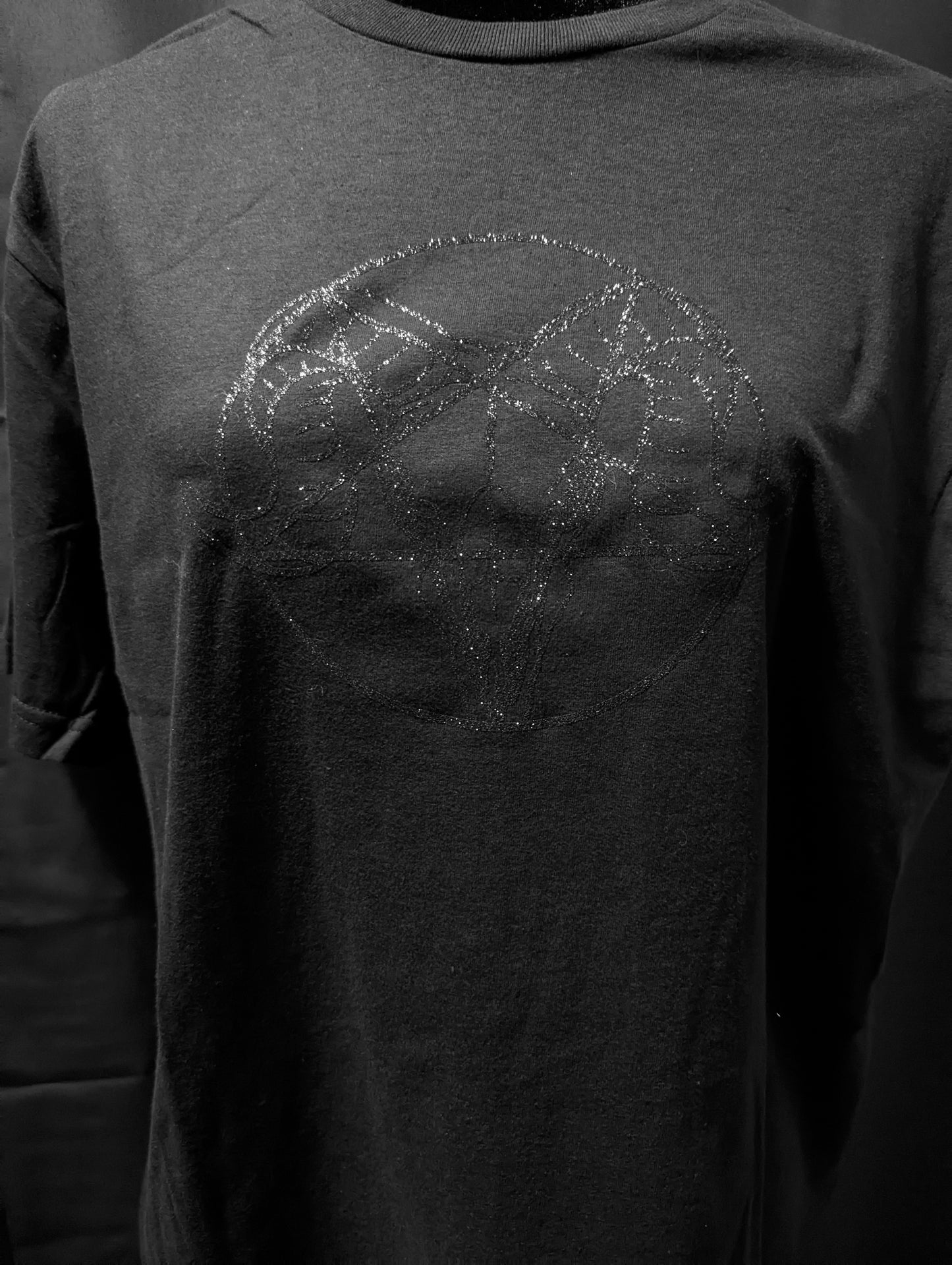 Black glitter on black - Goat Pentagram T-Shirt